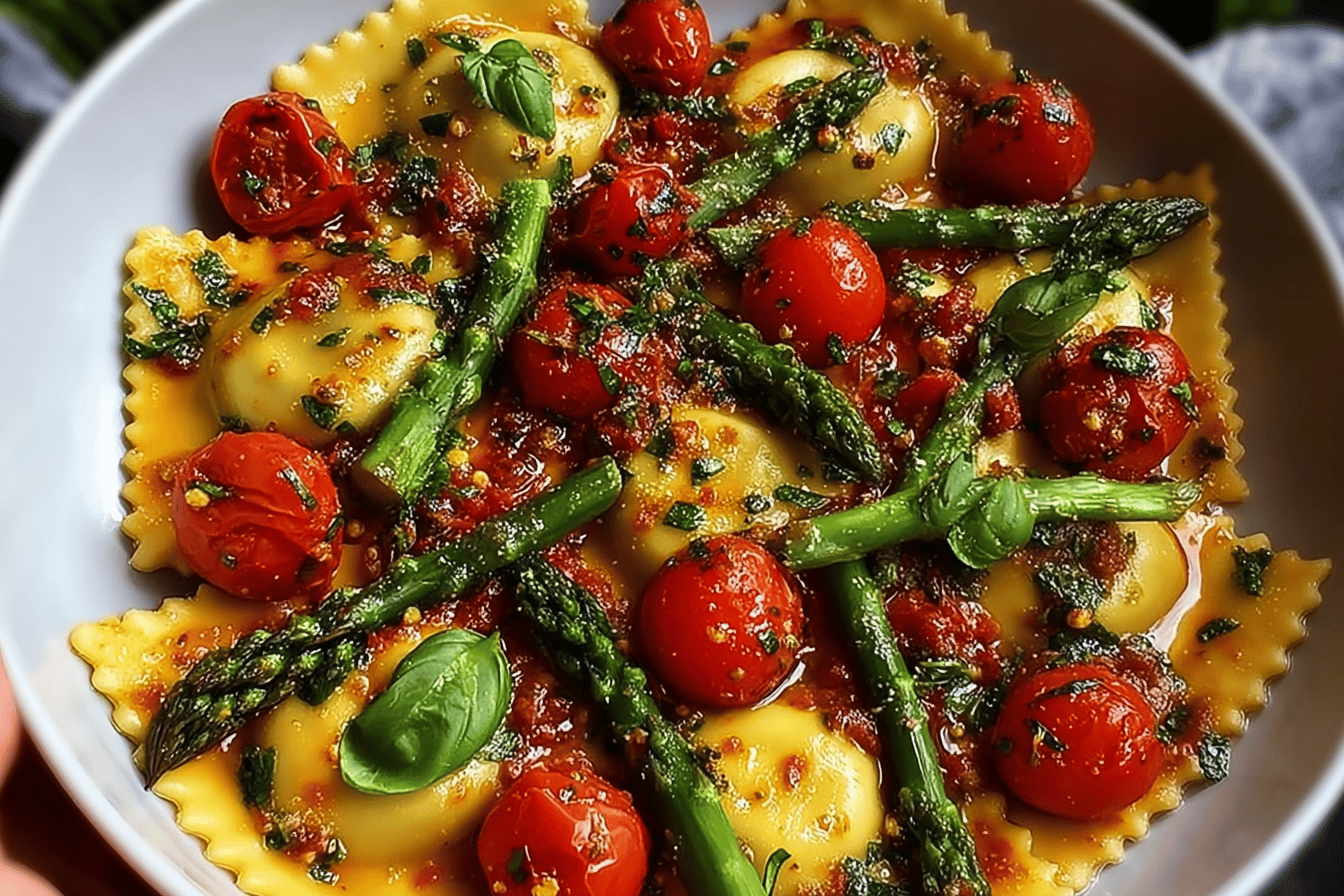 5 Delicious Ravioli with tomatoes asparagus garlic and herbs