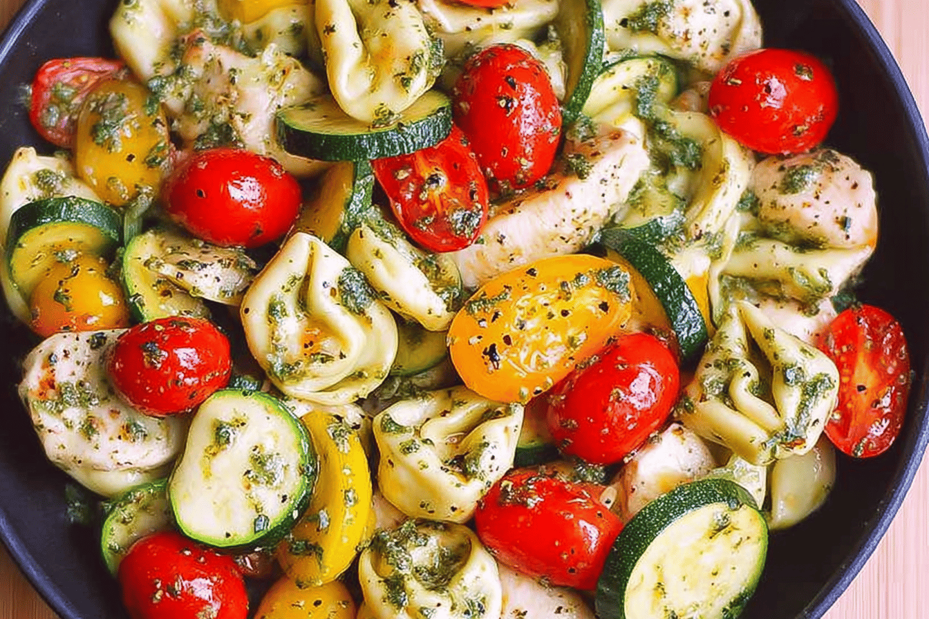 Chicken and Zucchini Basil Pesto Tortellini