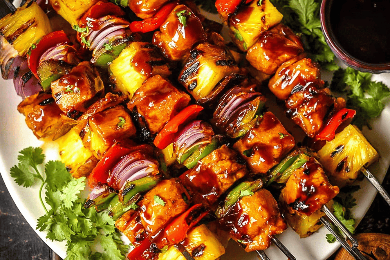 Hawaiian Grilled Teriyaki Chicken Pineapple Skewers