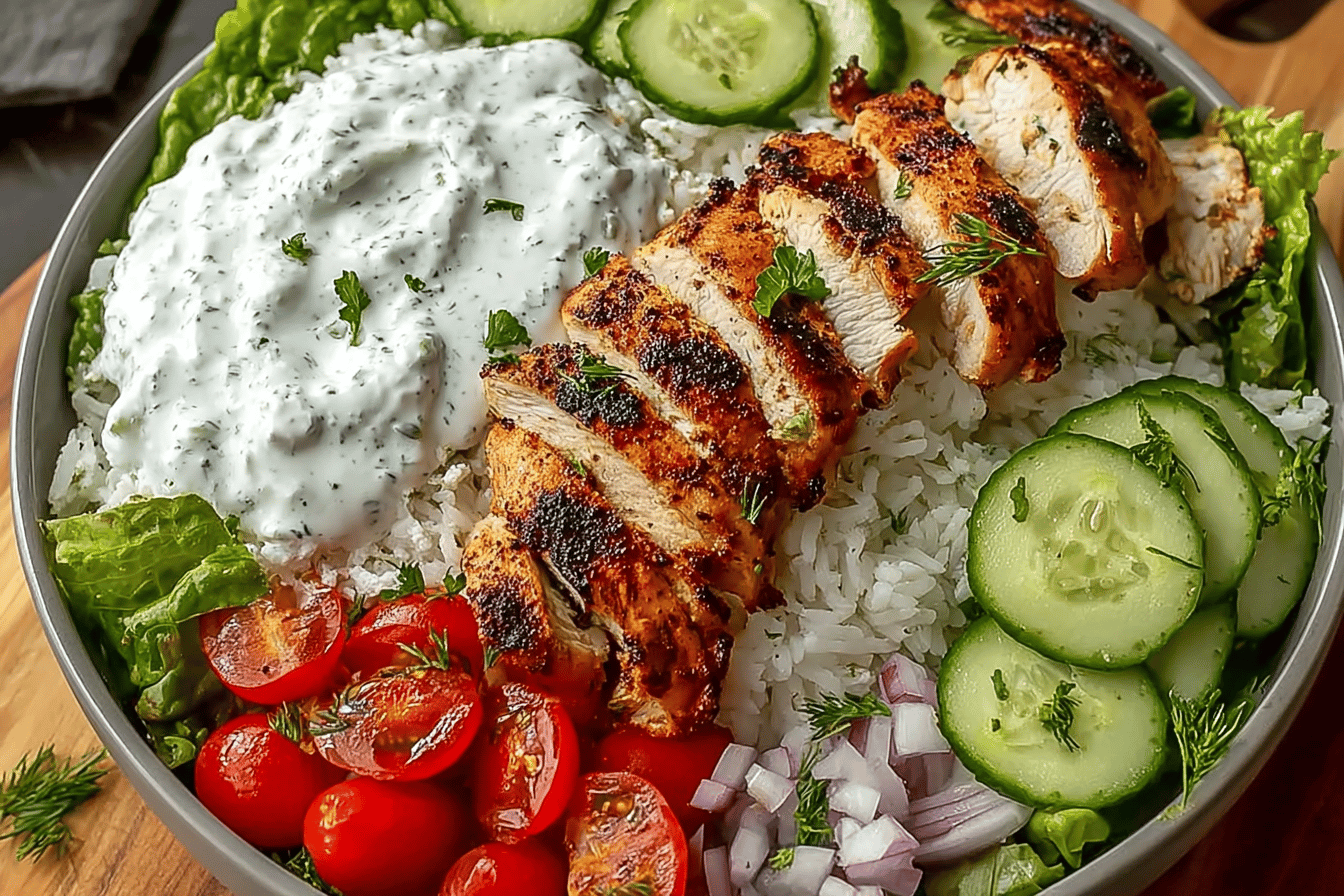Loaded Grilled Chicken Tzatziki Bowl – Simple & Irresistible Dinner