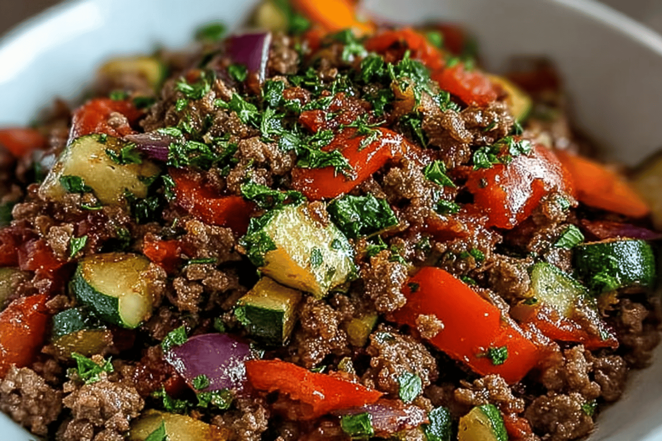 Mediterranean Ground Beef Stir Fry