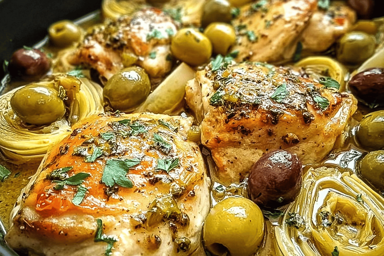Mediterranean Lemon Chicken with Artichokes & Olives