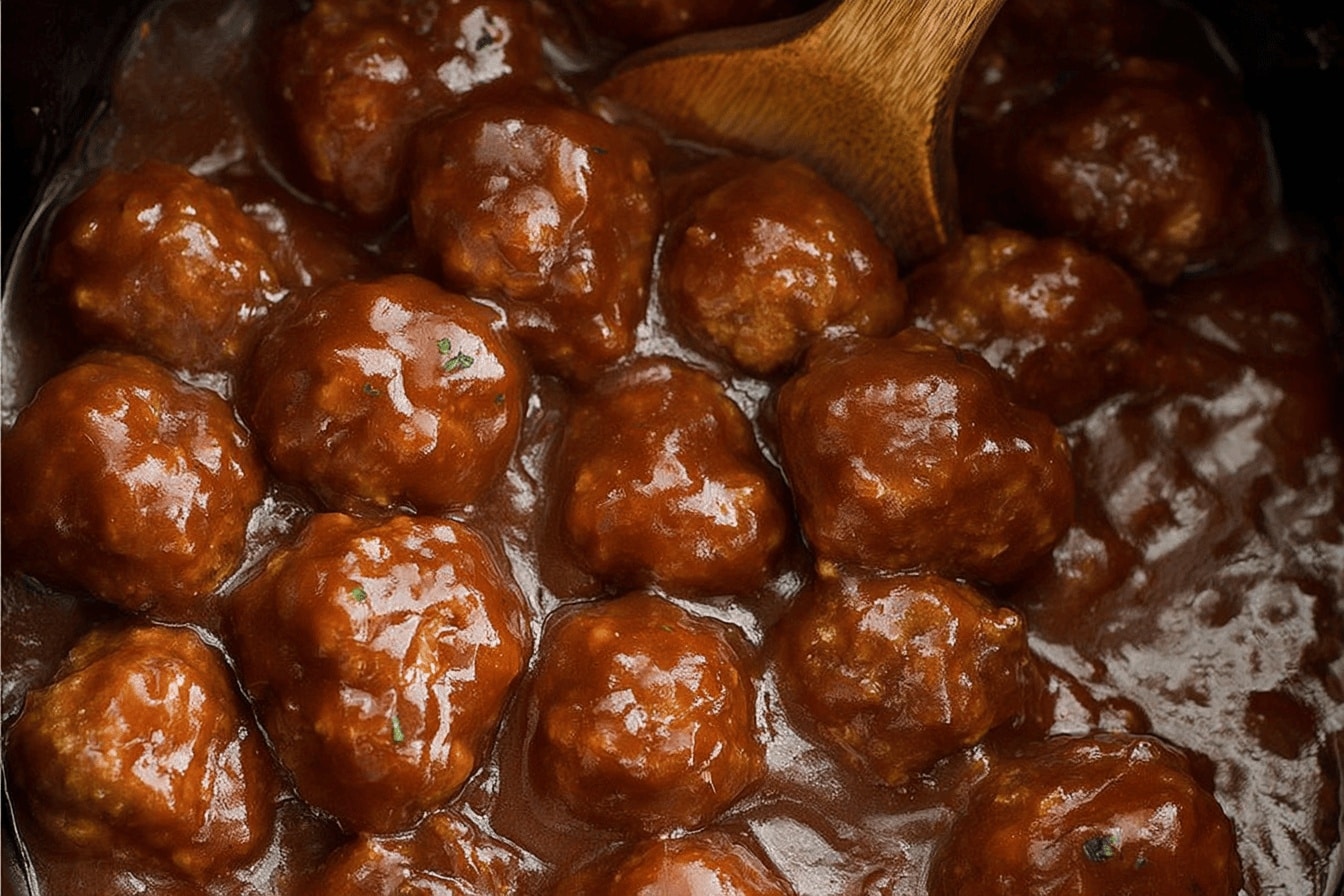 Slow Cooker Salisbury Steak Meatballs (Frozen Meatballs)
