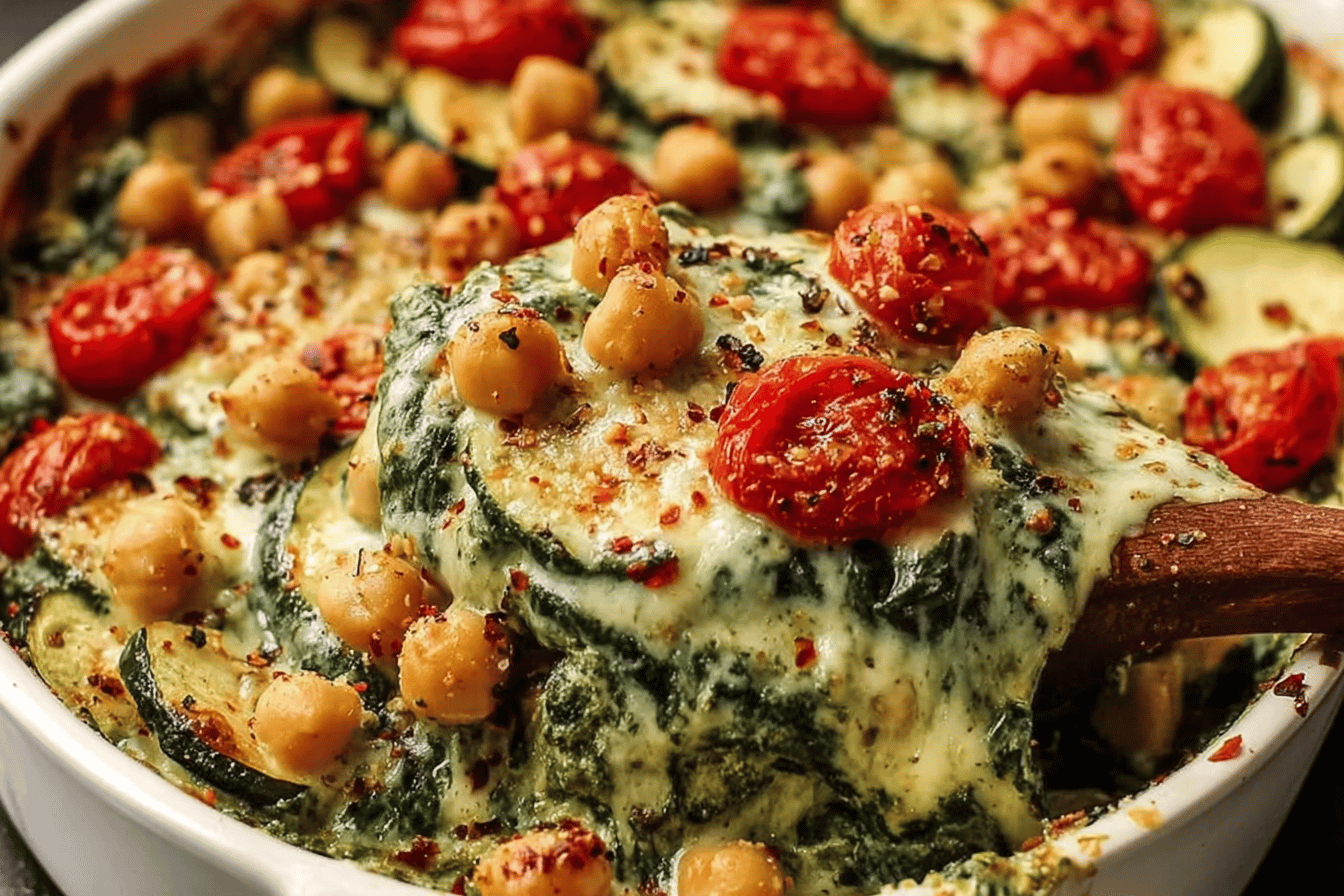Spinach Zucchini Chickpea Bake – Easy Mediterranean Dinner