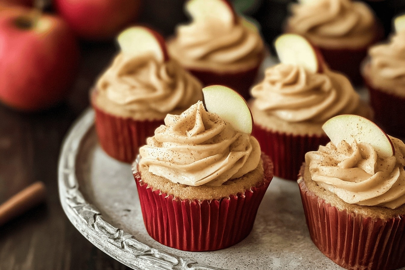 Apple Cider Cupcakes with Spiced Buttercream Frosting (gluten-free, whole grain)