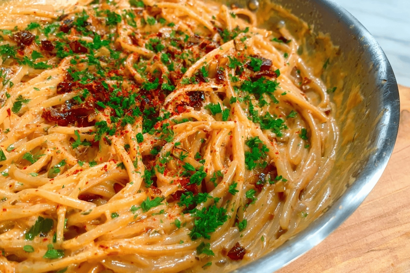 Creamy Vegan Caramelized Onion Pasta