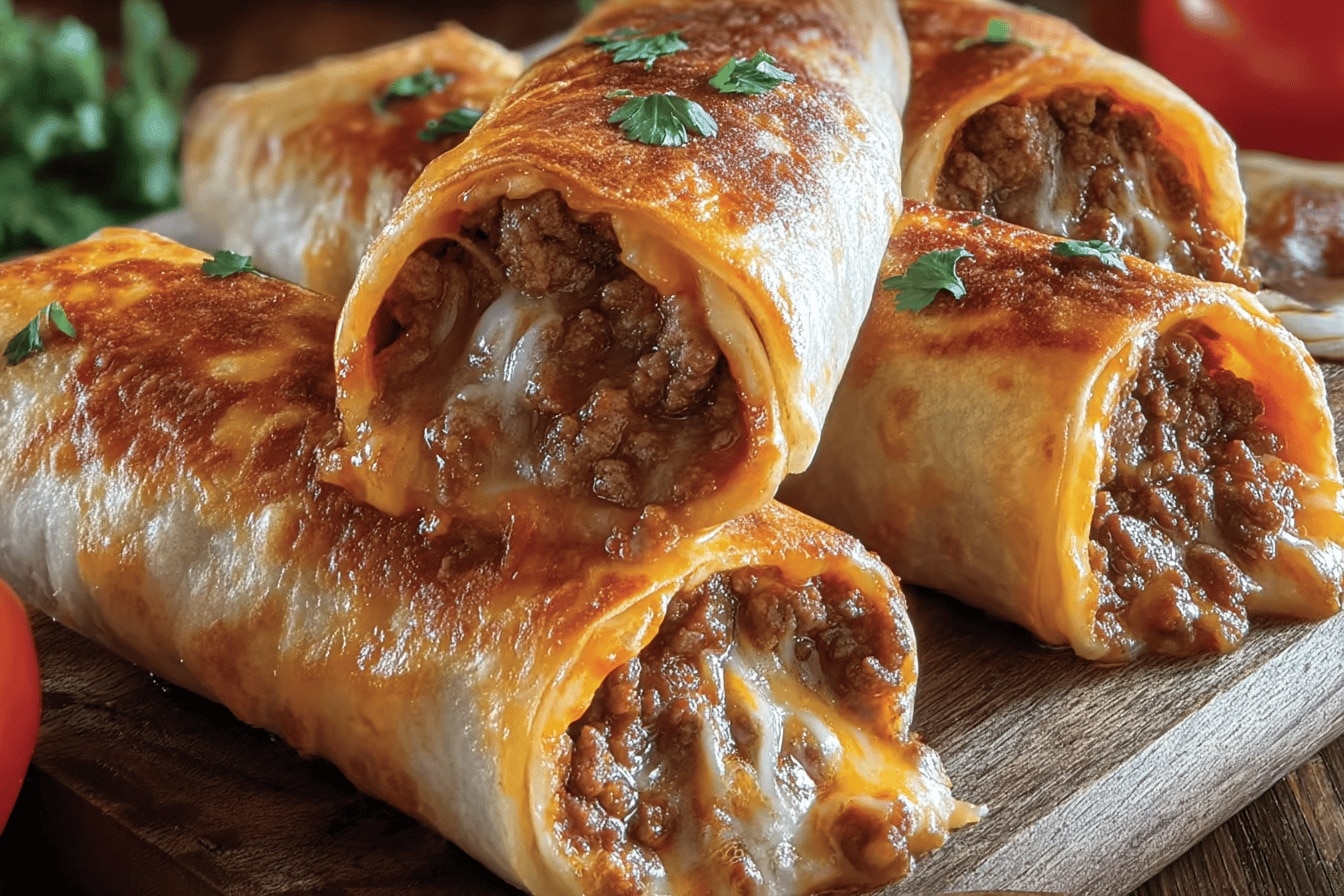 Crispy Beef & Cheese Chimichangas