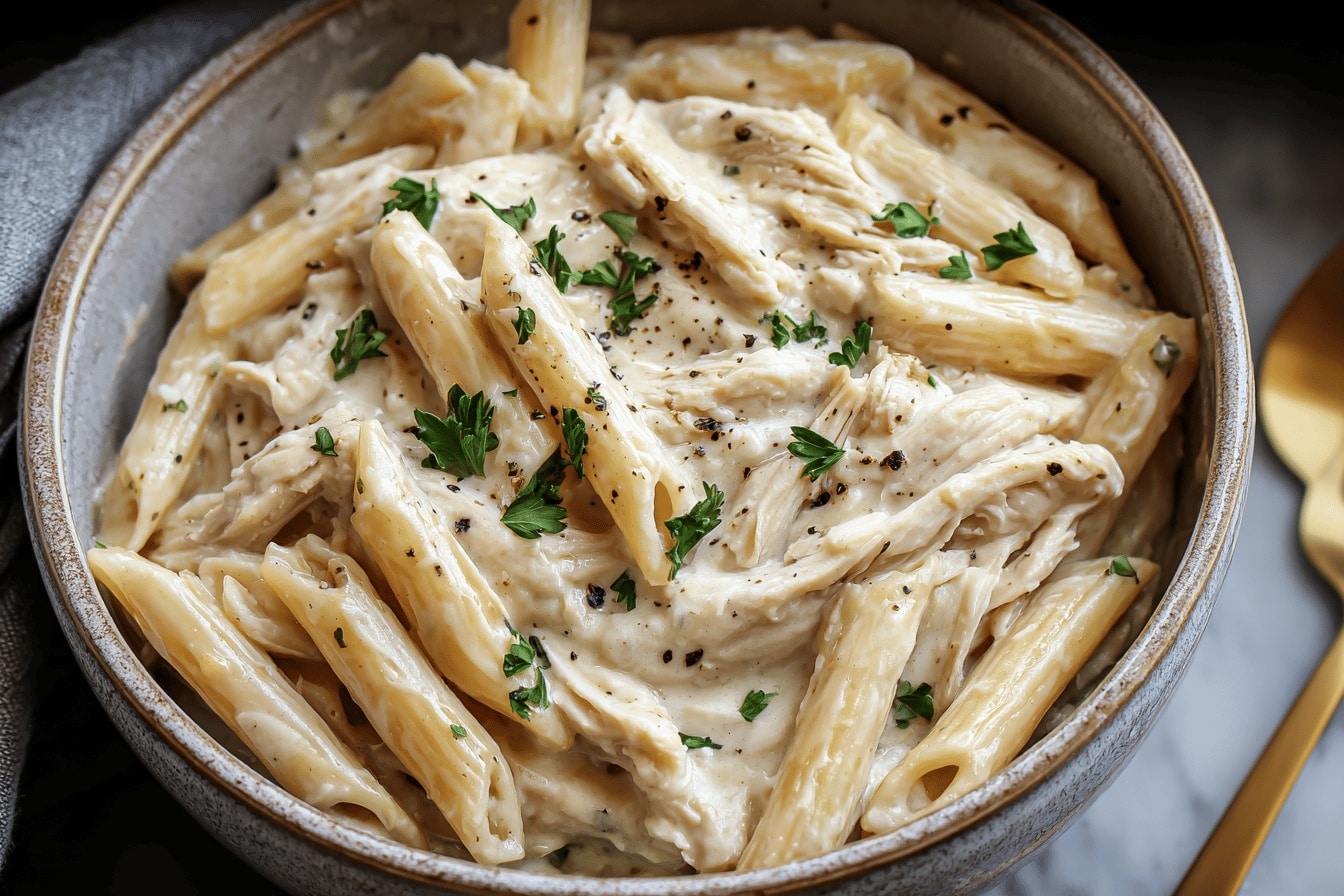 Crockpot Chicken Alfredo Pasta