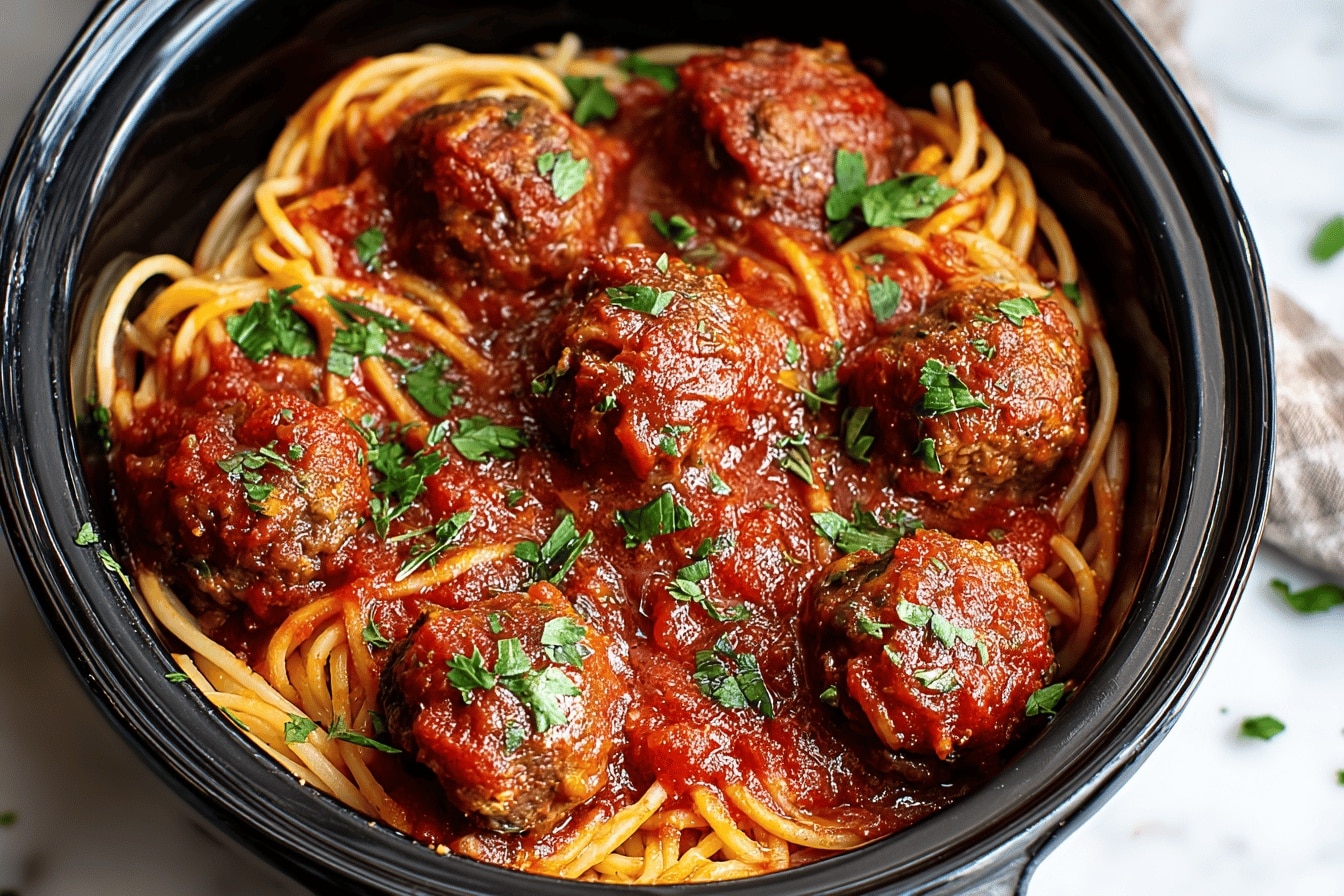 Crockpot Spaghetti and Meatballs