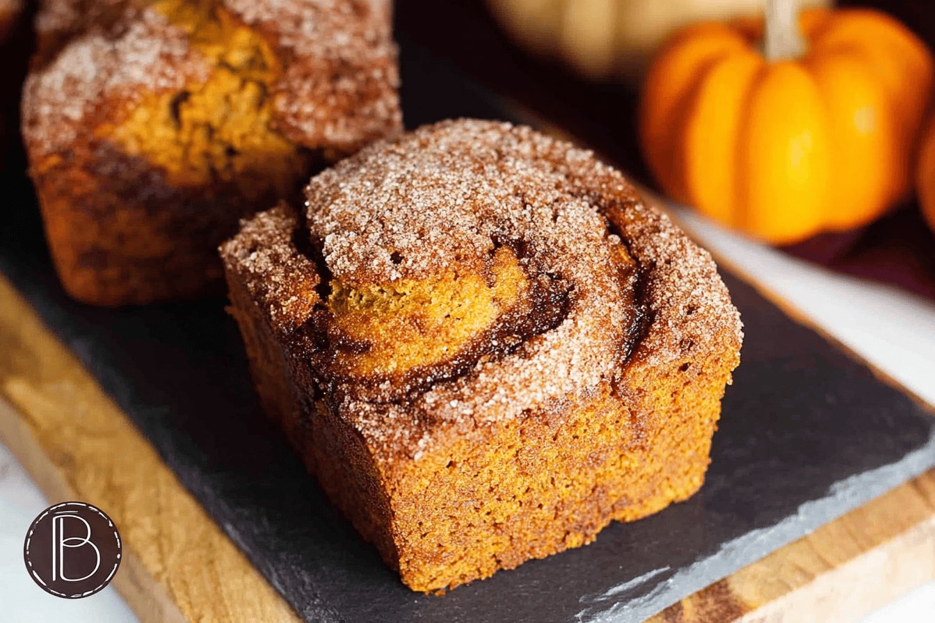 Mini Pumpkin Bread with Cinnamon Swirl