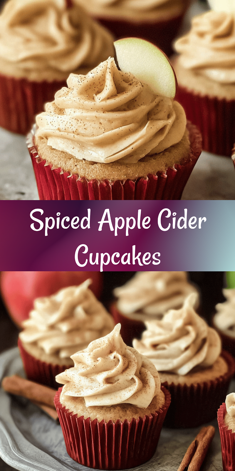 Apple Cider Cupcakes with Spiced Buttercream Frosting (gluten-free, whole grain)