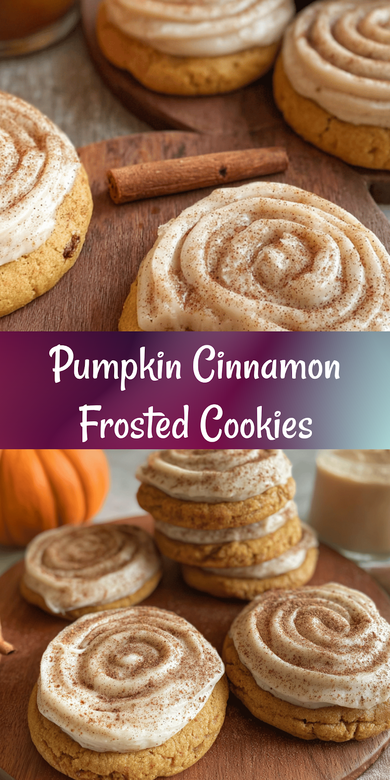 Soft Pumpkin Cookies with Cinnamon Frosting 