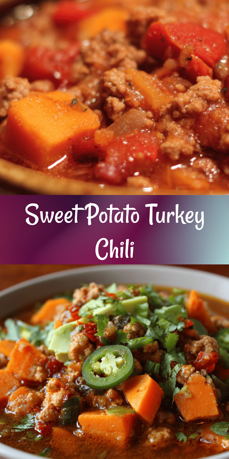 Sweet Potato Turkey Chili (Healthy Dinner Recipe! No beans)