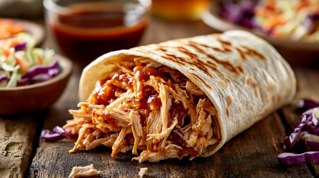 Carolina Pulled Chicken Wraps with Tangy Slaw - Southern Flavor