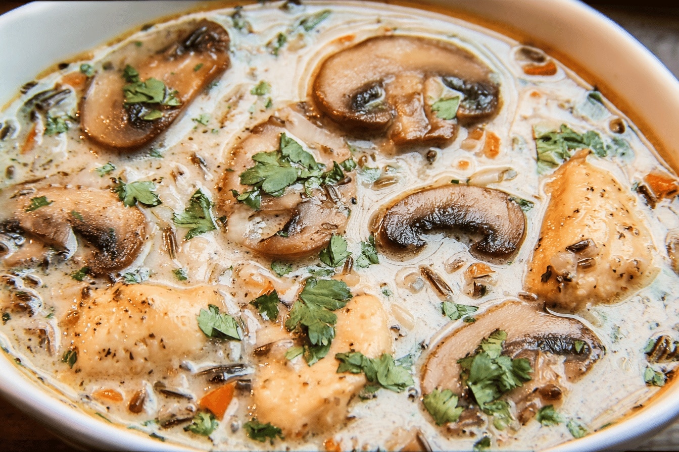 mushroom chicken wild rice soup